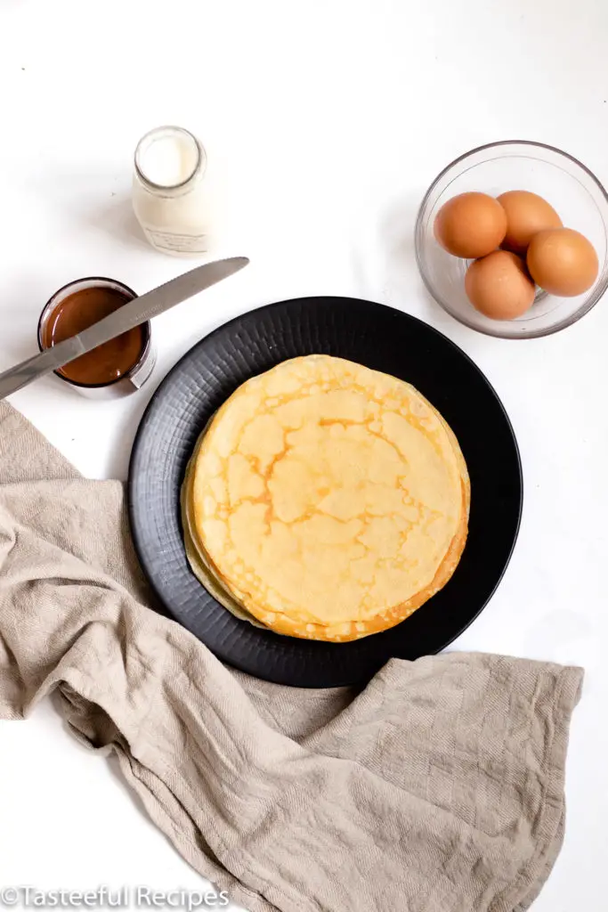 Overhead shot of French crepes